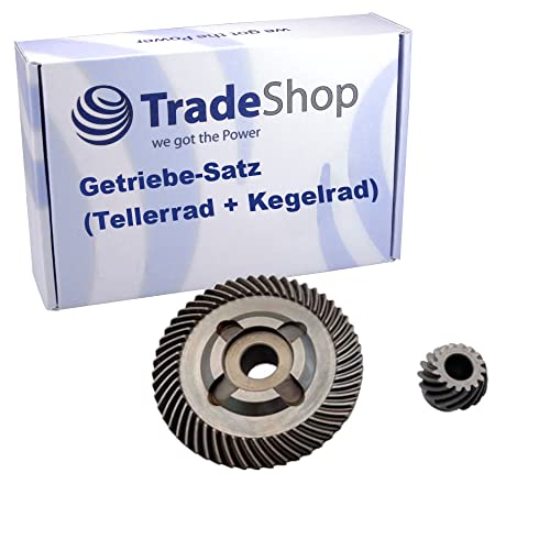 Trade-Shop Getriebe-Satz (Tellerrad + Kegelrad) kompatibel mit Bosch GWS20-180, GWS18-230, GWS19-230, GWS20-230, GWS21-230 Winkelschleifer von Trade-Shop