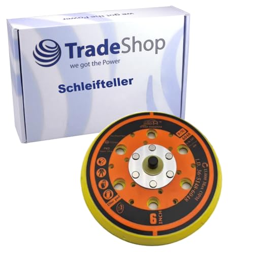 Trade-Shop Ø150mm Klett Schleifteller/Stützteller/Haftteller kompatibel mit Mirka 916GV48 Backup Pad, 5/16 x 24 Gewinde, hart, 48-Loch von Trade-Shop