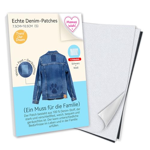 TransOurDream Denim Patches, Hochwertige Qualität Jeans-Flicken zum Aufbügeln für Innen und Außen,100% Denim weiss +schwarz Reparatur- 16 Stück Größe S (7,5 cm x 10,5 cm)(D-MixS-2) von TransOurDream