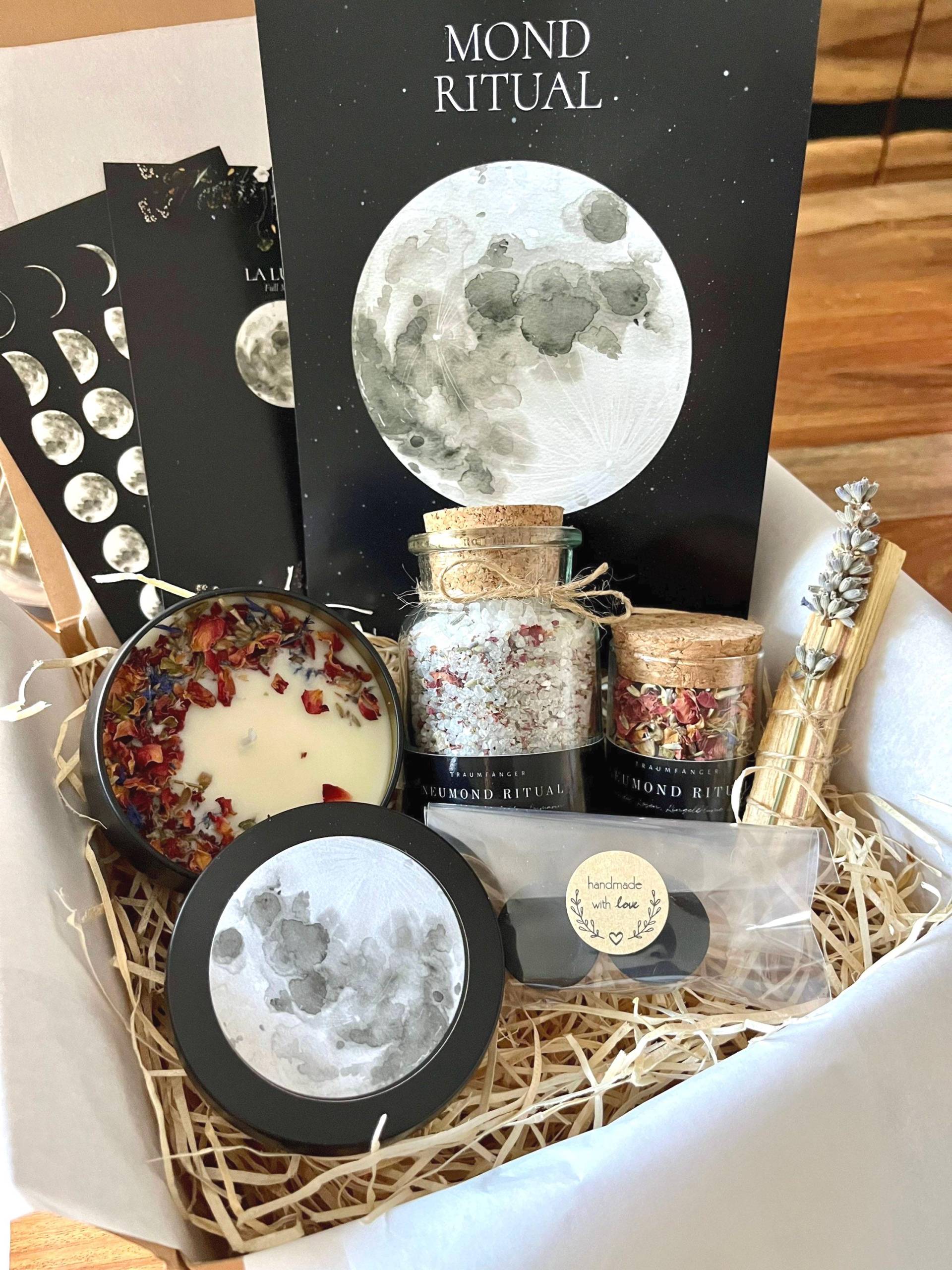 Mond Ritual Geschenk Set | Badesalz Räucherwerk Räuchermischung Relax Box Für Frauen Selfcare Entspannungsbox von TraumfaengerLaden