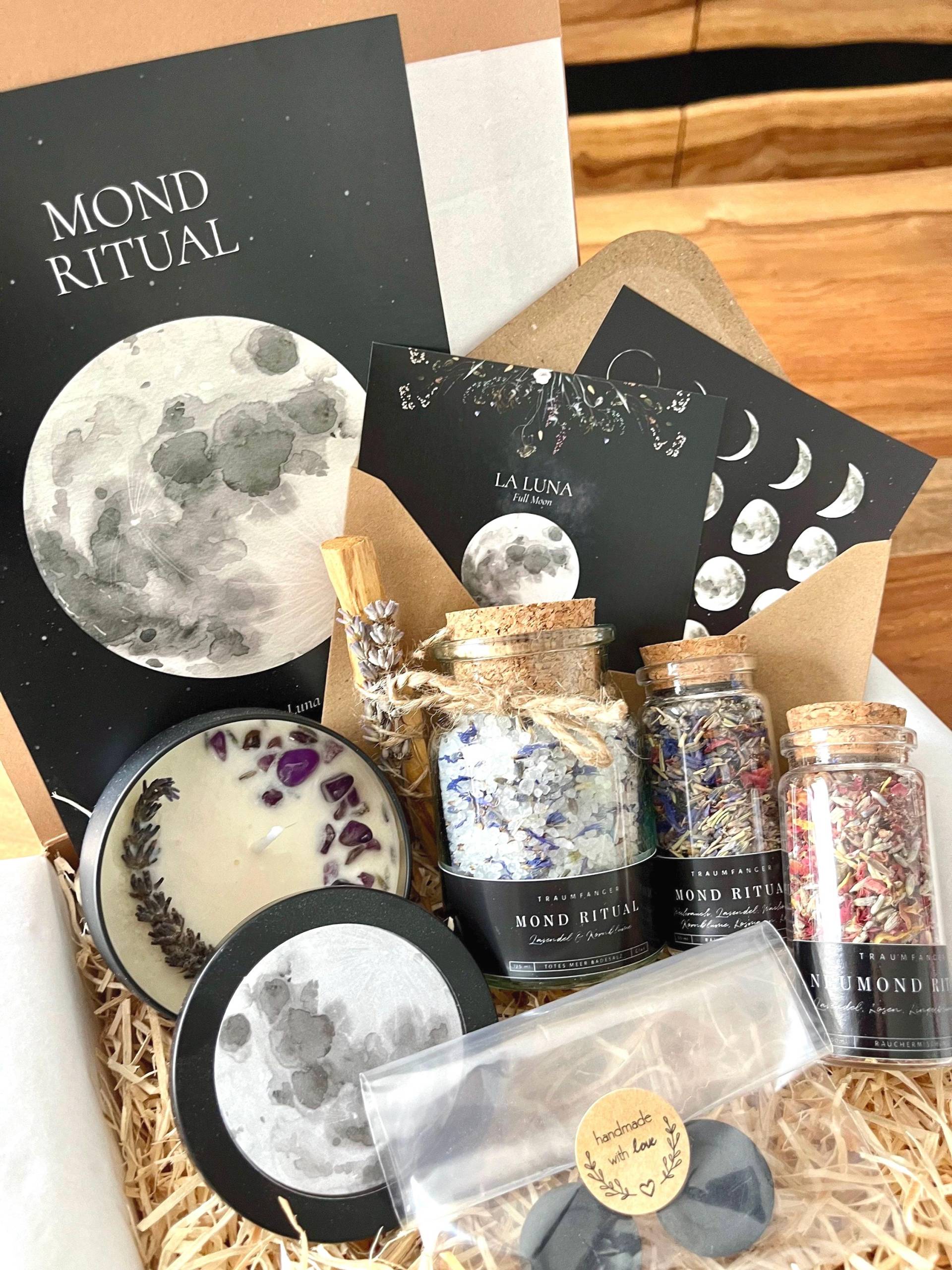 Mond Ritual Geschenk Set Kornblume Lavendel | Badesalz Räucherwerk Räuchermischung Relax Box Selfcare Entspannungsbox Für Frauen von TraumfaengerLaden