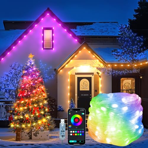 LED Lichterkette, 10M Lichterkette Innen USB APP Steuerung 100 LED Lichterkette Timer 200+ Modi RGBIC IP65 Wasserdicht Lichterkette für Weihnachten Halloween Party Hochzeit Garten Balkon Deko (10M) von Traumheim