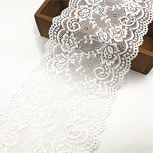 10 Yards Elastizität Spitzenbordüre Spitzenband Vintage 15cm Breite Spitzenband Spitzenborte Zierband Bordüre Weiß für Zum Basteln Nähen Hochzeit Party Ostern Weihnachten (Weiß) von Trayosin