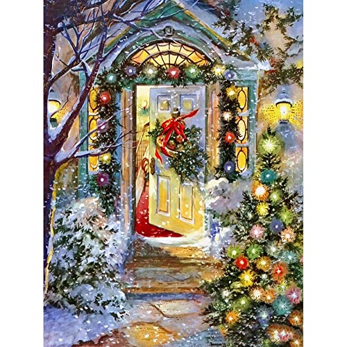 5D Diamond Painting Erwachsene Weihnachten Winter Diamant Painting Bilder Erwachsene Weihnachten Diamant Malerei Bilder Kristall Strass Stickerei für Weihnachten Deko (Weihnachtshaus,40x50cm) von Trayosin