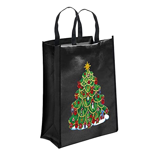 DIY Diamond Painting Tragetasche Weihnachtsmann Mosaik Diamantmalerei Teilbohr-Kreuzstich umweltfreundlich Einkaufstaschen Tasche Organizer Weihnachten Geschenk (TH013) von Trayosin