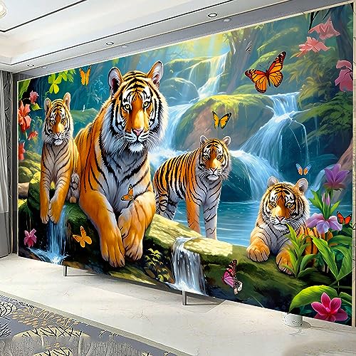 Diamond Painting Bilder Groß Diamond Painting Kits Tiger mit Zubehör Diamond Painting Erwachsene Diamant Painting Bilder Kinder DIY Cross Stickerei Malerei Kits Wand Dekor (120x50cm) von Trayosin