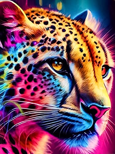 Diamond Painting Set Tier Hund Leopard, DIY 5D Diamant Painting Bilder Erwachsene Kinder, Diamond Malerei Full Drill Stickerei Kits für Anfänger, Kristallkunst für Home Wall Décor (Leopard,30x40cm) von Trayosin