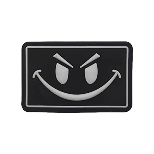 Trayosin PVC Klett Patch Schlechter Smiley Lächelndes Gesicht Morale Tactical Military Bestickter Hook Patch Glühen Im Dunklen Aufnäher (E) von Trayosin