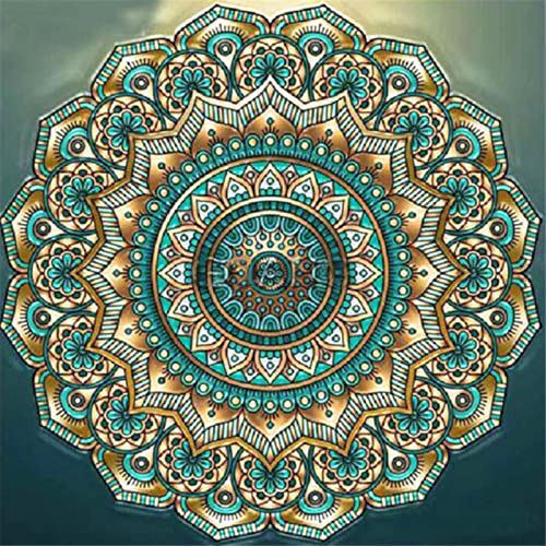 Trayosin 5D DIY Diamond Painting Kits Mandala, Vollbohrer Blumen Diamant Malerei Kits für Kinder Erwachsene, Diamant Stickerei Leinwand Bilder Malerei, Wohnwand Dekor (4Mandala,40x40cm) von Trayosin