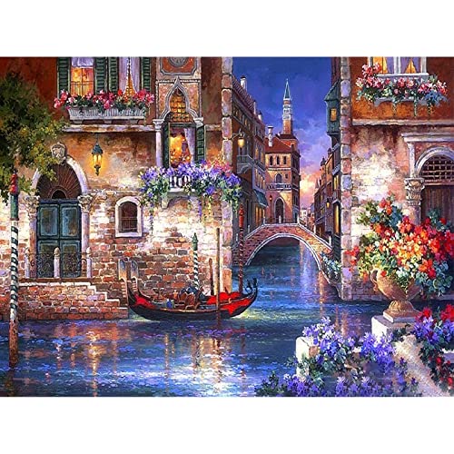 Trayosin 5D Diamond Painting Erwachsene Venedig Diamant Painting Bilder mit Diamond Painting Zubehör für Erwachsene Kinder für Home Wand Decor Geschenk (Venedig,50x70cm) von Trayosin