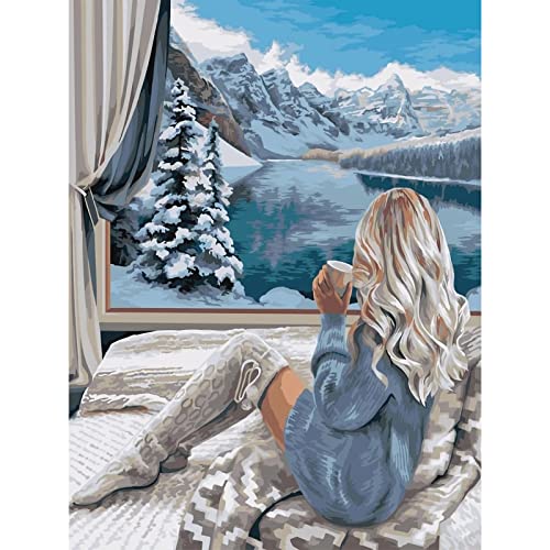 Trayosin 5D Diamond Painting Erwachsene Weihnachten Winter Diamant Painting Bilder Erwachsene Weihnachten Diamant Malerei Bilder Kristall Strass Stickerei für Weihnachten Deko (Mädchen,30x40cm) von Trayosin