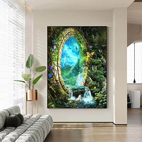 Trayosin 5D Diamond Painting Kits für Erwachsene Kind Landschaften DIY Diamonds by Numbers, Wald-Wasserfall Crystal Strass Stickerei Diamantkunst Set für Home Wand Decor (30x40cm) von Trayosin