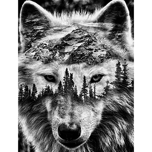 Trayosin 5D Diamond Painting Set Full Tiere Wolf Diamant Painting Bilder, Diamond Painting Kits Malen nach Zahlen für Kinder und Erwachsene Kristallkunst und Wand Décor (A,30x40cm) von Trayosin