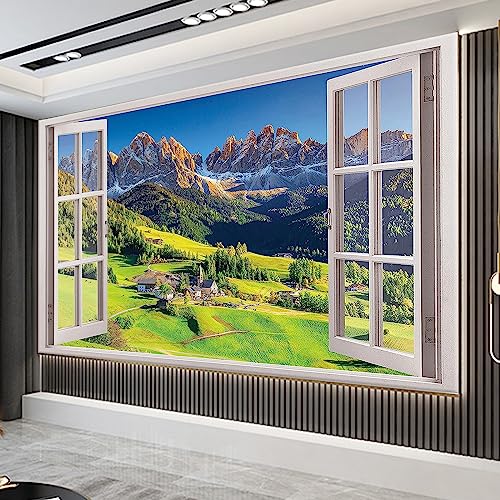 Trayosin 5D Diamond Painting Set für Erwachsene, Fenster Berge Natur Landschaft Full Diamond Set mit Diamond Painting Zubehör Diamant Painting Bilder als Geschenk and Home Wall Decor (180x70cm) von Trayosin