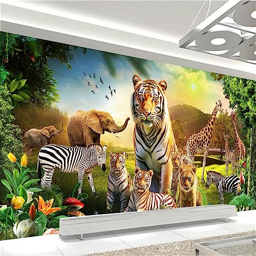 Trayosin 5D Diamond Painting Tiger, Löwe und Elefant Full Round Drill Diamant Painting Bilder Groß Tierischer Wald, DIY Diamant Malerei Erwachsene Cross Stickerei Kits für Home Wall Décor (100x50cm) von Trayosin