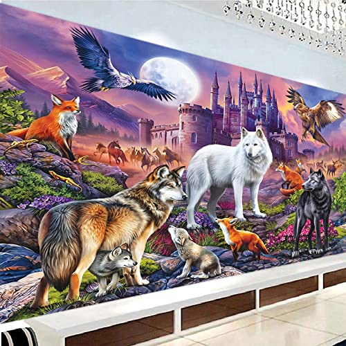 Trayosin DIY 5D Diamond Painting Wolf Erwachsene Kinder Diamant Painting Bilder Wald Tier Diamant Malerei Kits Full Strass Stickerei Kreuzstich for Home Wall Art Decor (100x70cm) von Trayosin