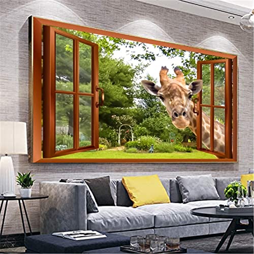 Trayosin DIY Diamond Painting Set Außerhalb des Fensters Landschaft, Diamant Painting 5D Diamant Malerei Full Bohrer Strass Malerei Stickerei Bilder Kits für Home Wand Decor (Giraffe,120x60cm) von Trayosin