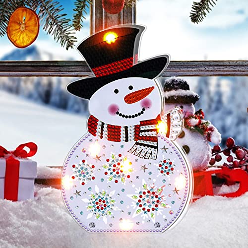 Trayosin DIY Diamond Painting Set Weihnachten Diamond Painting Ornamente mit LED Licht Diamant Painting Bilder Weihnachten Deko Geschenk Weihnachtsdeko Basteln (BJD03) von Trayosin