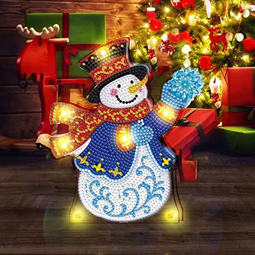 Trayosin DIY Diamond Painting Set Weihnachten Diamond Painting Ornamente mit LED Licht Diamant Painting Bilder Weihnachten Deko Geschenk Weihnachtsdeko Basteln (BJD06) von Trayosin