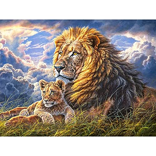 Trayosin Diamant Painting Bilder Kinder Wildtiere Dinosaurier 5D Diamond Painting Set mit Daiments Painting Zubehör für Kinder und Erwachsene - Crystal Art für Home Wand Deko (30x40cm,Löwe) von Trayosin