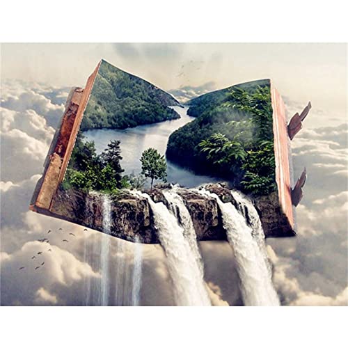 Trayosin Diamant Painting Bilder Wasserfall,Landschaft Daiments Painting Mit Diamond Painting Zubehör,Diamond Painting Bilder Für Indie Aesthetic Room Decor (90x60cm) von Trayosin