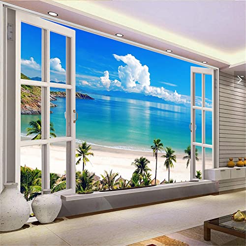 Trayosin Diamond Painting Bilder Erwachsene Seaside, 5D Diamant Malerei Bilder Landschaft vor dem Fenster Diamant Malerei Set Voller Drill Kreuzstich Set für Wanddekoration (120x50cm) von Trayosin