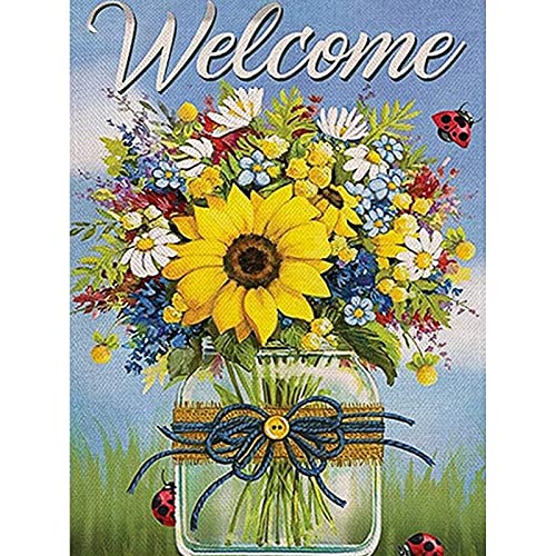 Trayosin Diamond Painting Blumen, Diamant Painting Bilder Kinder&Erwachsene Mit Diamond Painting Zubehör,DIY Diamant Malerei Vollbohrer Kits Für Indie Aesthetic Room Decor (40x50cm,Willkommen) von Trayosin