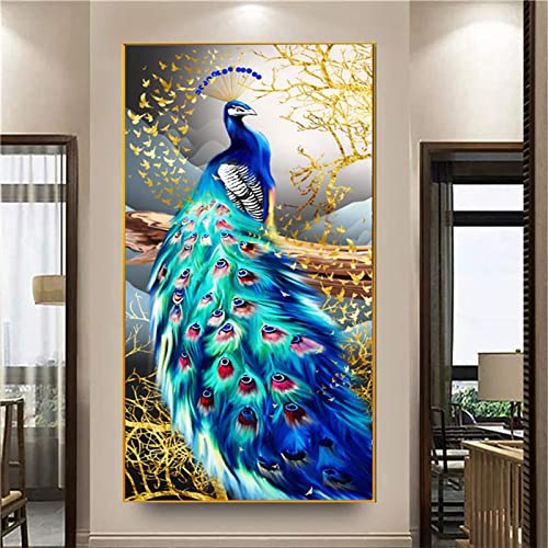 Trayosin Diamond Painting Erwachsene 5D Diamant Painting Bilder Erwachsene Pfau Groß XXL Set Full Drill mit Diamond Painting Zubehör DIY Diamant Malen nach Zahlen für Wand Décor Geschsenk (120x60cm) von Trayosin