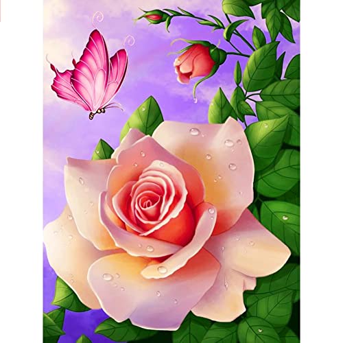 Trayosin Diamond Painting Set Blumen Diamant Painting Erwachsene Kinder 5D Diamant Painting Anfänger Diamant Malerei Bilder Diamond Painting Blumen Schmetterling (A,60x90cm) von Trayosin