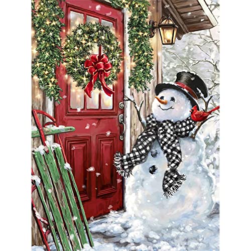 Trayosin Diamond Painting Weihnachten 5D Diamant Painting Strassstein-Stickerei Set Diamant Painting Bilder Winter Erwachsene Kinder für Home Wand Decor Geschenk (Schneemann B,40x50cm) von Trayosin