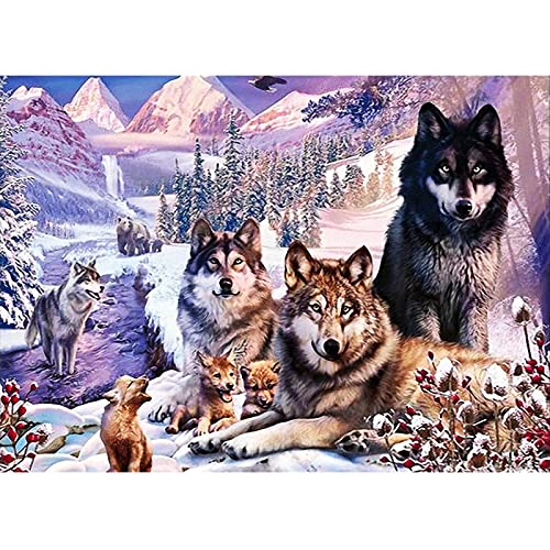 Trayosin Diamond Painting Wolf im Schnee DIY 5D Diamant Malerei Kits für Erwachsene Wölfe Familie Full Drill für Erwachsene für Home Wand Dekoration (40 * 30cm) von Trayosin