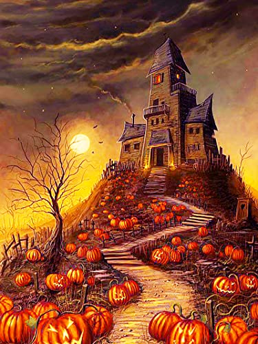 Trayosin Halloween Diamond Painting Set,5D Diamant Painting Erwachsene Bilder Kürbis Hexe Diamant Malerei Bilder Painting für Kinder Erwachsene Halloween Dekor (B,30x40cm) von Trayosin