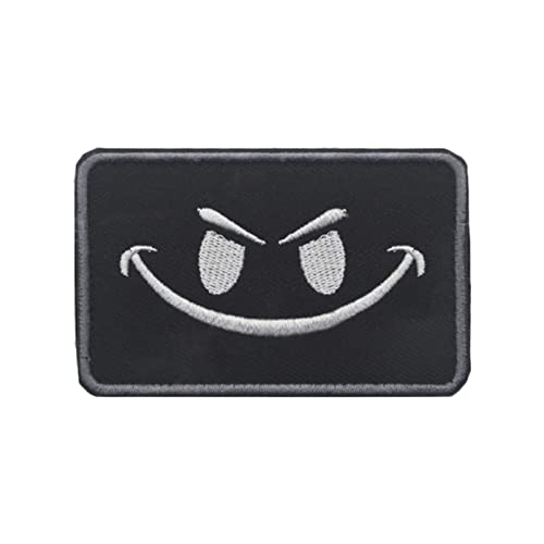 Trayosin PVC Klett Patch Schlechter Smiley Lächelndes Gesicht Morale Tactical Military Bestickter Hook Patch Glühen Im Dunklen Aufnäher (A) von Trayosin