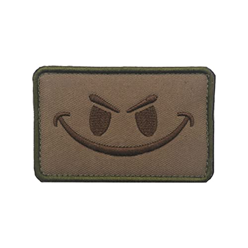 Trayosin PVC Klett Patch Schlechter Smiley Lächelndes Gesicht Morale Tactical Military Bestickter Hook Patch Glühen Im Dunklen Aufnäher (B) von Trayosin