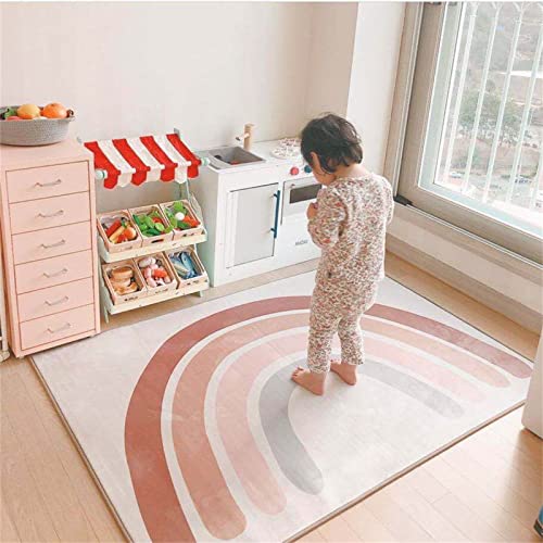 Trayosin Teppich Kinderzimmer Rainbow Kinderteppich, Spielteppich, Waschbar Matten Junge Mädchen Kinderteppich Spielteppich Kurzflor Modern Teppiche (100x140cm) von Trayosin