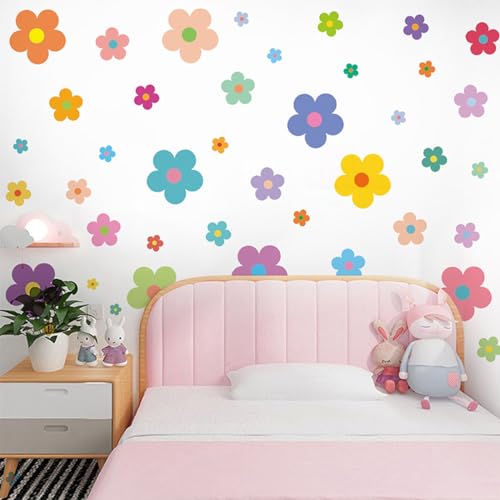 Traziewell Deko Wohnzimmer Modern Wandsticker Buntes Wandtattoo Blumen Wandaufkleber Mädchen DIY Selbstklebend Boho Aufkleber Wandbild Decor für Schlafzimmer Deko Blumen Wandtattoos 0506 von Traziewell