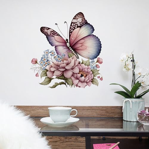 Traziewell Wandsticker Wandtattoo für Mädchen Wanddeko Blume Schmetterling Wandkunst Abziehbilder Wandaufkleber für Schlafzimmer 0305 von Traziewell