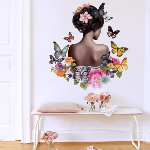 Traziewell Wandtattoo Flur Mädchen Wandaufkleber Blumen Schmetterling Wandsticker Wanddeko für Schlafzimmer 0320 von Traziewell