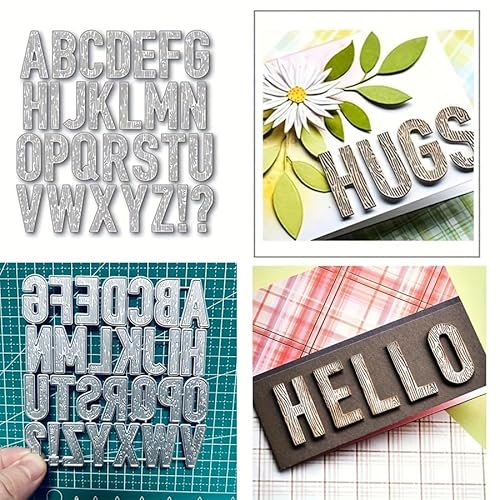 Trdxxx Holzmaserung, englische Alphabet-Stanzformen für Kartenherstellung, Metall-Stanzformen, Scrapbooking-Stanzformen, DIY geätzte Prägeschablone zum Basteln von Trdxxx