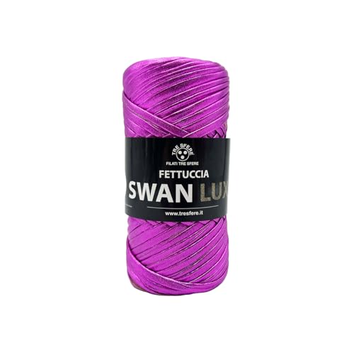 Swan Lux Tre Sfere Gurtband aus 100% Polyester, 120 Gramm x 50 m, für Zubehör, Taschen, Clutch und Geldbörsen mit Strick- oder Häkelnadeln (Fuchsia - 01) von Tre Sfere