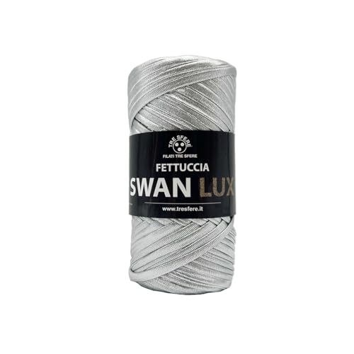 Swan Lux Tre Sfere Gurtband aus 100% Polyester, 120 Gramm x 50 m, für Zubehör, Taschen, Clutch und Geldbörsen mit Strick- oder Häkelnadeln (Silber - 10) von Tre Sfere