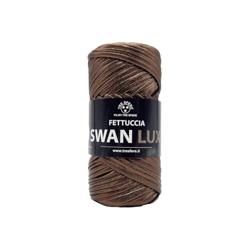 Swan Lux Tre Sfere Gurtband aus 100% Polyester, 120 Gramm x 50 m, für Zubehör, Taschen, Clutch und Geldbörsen mit Strick- oder Häkelnadeln (braun - 11) von Tre Sfere