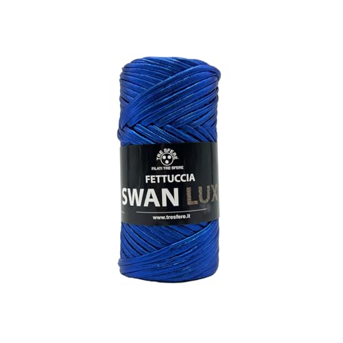 Swan Lux Tre Sfere Gurtband aus 100% Polyester, 120 Gramm x 50 m für Zubehör, Taschen, Clutch und Geldbörsen mit Strick- oder Häkelnadeln (Blau - 02) von Tre Sfere