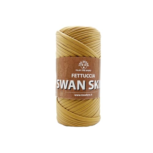 Swan Skin Tre Sfere Gurtband aus 100% Polyester, 120 Gramm x 50 m für Zubehör, Taschen, Clutch und Geldbörsen mit Strick- oder Häkelnadeln (Mostard - 08) von Tre Sfere