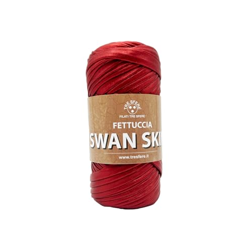 Swan Skin Tre Sfere Gurtband aus 100% Polyester, 120 Gramm x 50 m für Zubehör, Taschen, Clutch und Geldbörsen mit Strick- oder Häkelnadeln (Rot - 05) von Tre Sfere