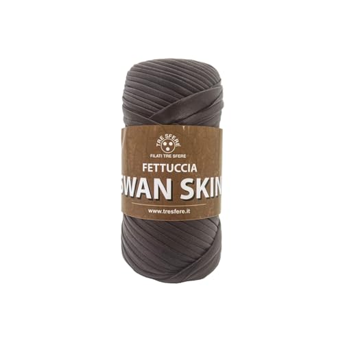 Swan Skin Tre Sfere Gurtband aus 100% Polyester, 120 Gramm x 50 m für Zubehör, Taschen, Clutch und Geldbörsen mit Strick- oder Häkelnadeln (braun - 02) von Tre Sfere