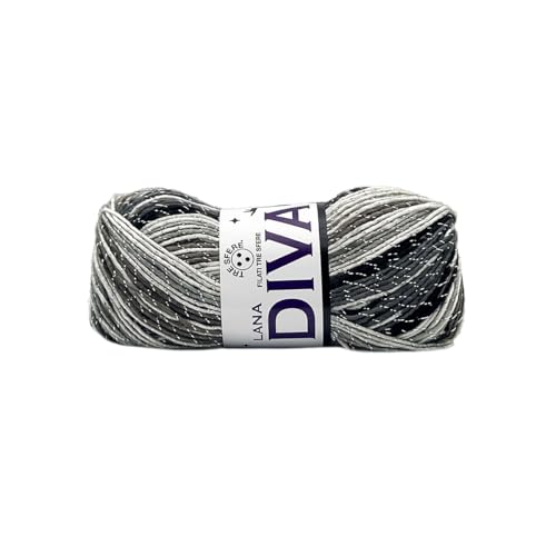 Wolle Diva Tre Sfere Acryl 90% Lurex 10% 500 Gramm (5 Knäuel à 100 g x 240 m) für Zubehör, Taschen, Kleidung und Grannys mit Strick- oder Häkelnadeln (Mix grau - 7311) von Tre Sfere