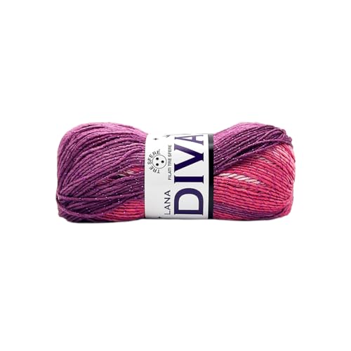 Wolle Diva Tre Sfere Acryl 90% Lurex 10% 500 Gramm (5 Knäuel à 100 g x 240 m) für Zubehör, Taschen, Kleidung und Grannys mit Strick- oder Häkelnadeln (Mix rosa - 7309) von Tre Sfere