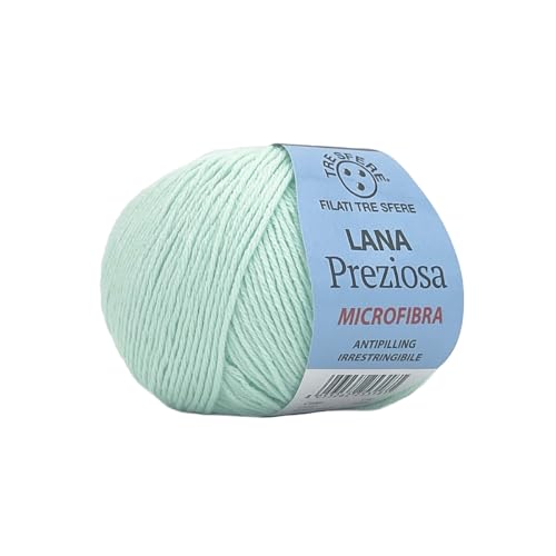 Wolle Preziosa Tre Sfere Mikrofaser 100% 500 Gramm (10 Knäuel à 50 g x 130 m) für Accessoires, Taschen, Kleidung und Grannys mit Strick- oder Häkelnadeln (Aquablau - K1537) von Tre Sfere