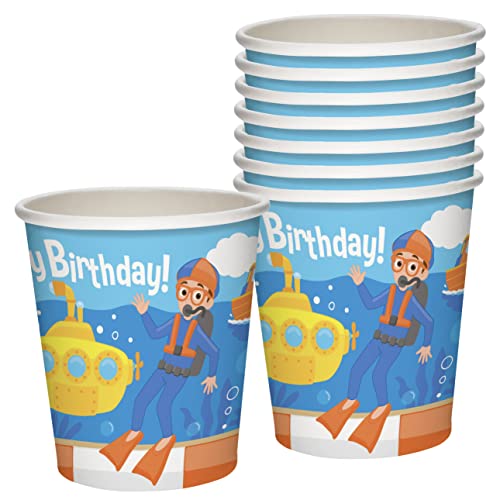 Treasures Gifted Blippi Fahrzeug-Pappbecher 24 Karat – 266 ml Blippi-Becher für Kinder – Blippi Geburtstagspartybecher – Blippi Partyzubehör – Blippi Geburtstagspartyzubehör von Treasures Gifted